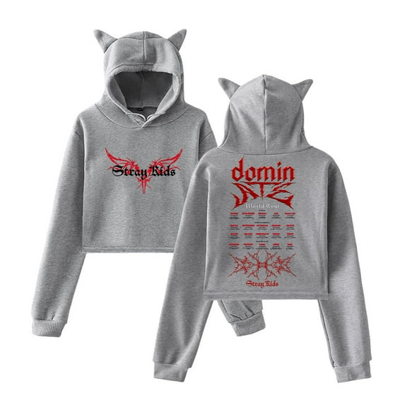 SKZ Stray Kids Dominate World Tour Pullover Female Cat Ears Hoodie Long Sleeve Top Women's Clothes