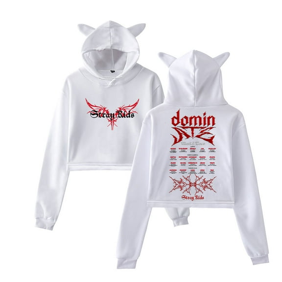 SKZ Stray Kids Dominate World Tour Pullover Female Cat Ears Hoodie Long Sleeve Top Women's Clothes
