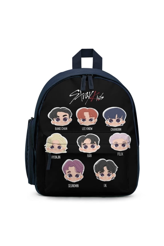 SKZ Stray Korea Ki Backpack for Men Women Small Bookbag with Front Pocket