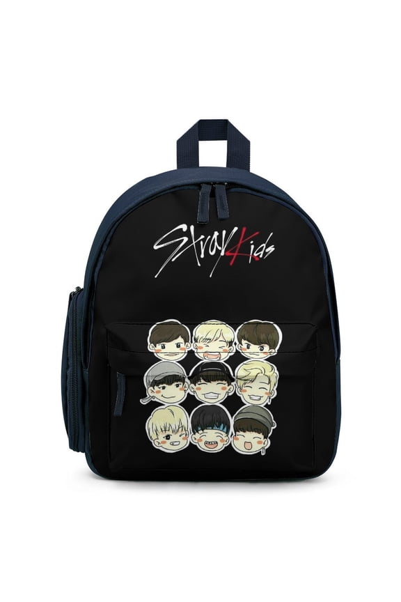 SKZ Stray Korea Ki Backpack for Men Women Small Bookbag with Front Pocket