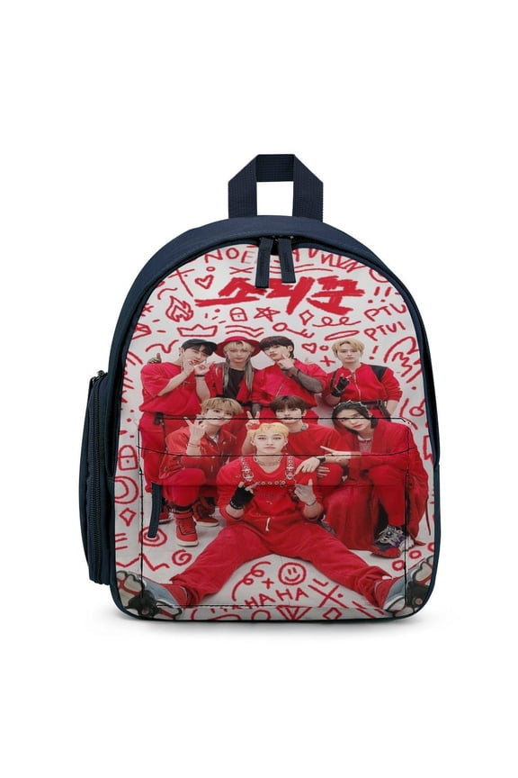 SKZ Stray Korea Ki Backpack for Men Women Small Bookbag with Front Pocket