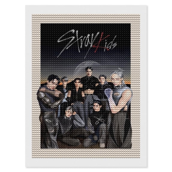 SKZ Stray Korea Ki Diamond Art Kits for Adults DIY 5D Round Full Drill Diamond Art,Very Suitable for Wall Decoration 12"x16"