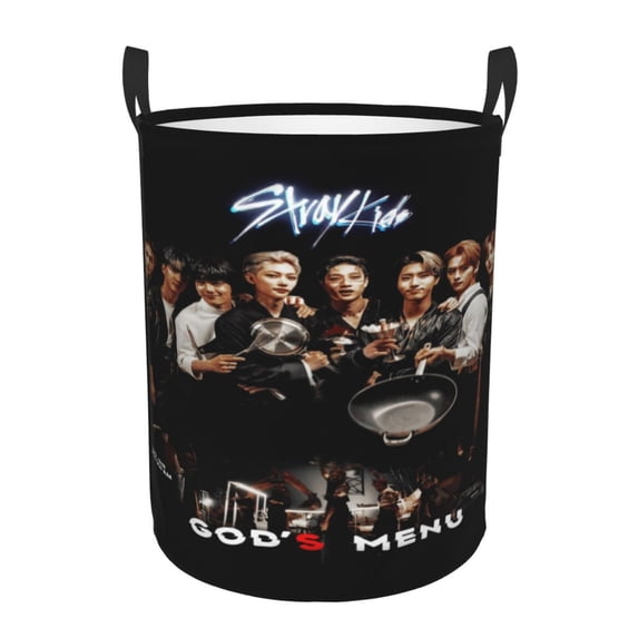 SKZ Stray Korea Ki Laundry Hamper Circular Laundrys Basket Waterproof Foldable Storage Clothes Bag For Home Bathroom