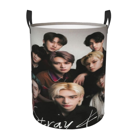 SKZ Stray Korea Ki Laundry Hamper Circular Laundrys Basket Waterproof Foldable Storage Clothes Bag For Home Bathroom