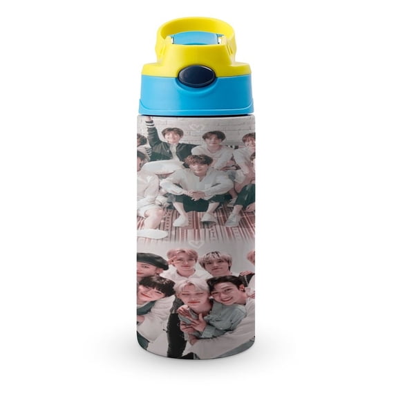 SKZ Stray Korea Ki Water Bottle with Straw Lid Vacuum Insulated Stainless Steel Double Walled Leakproof Tumbler Cup 12oz