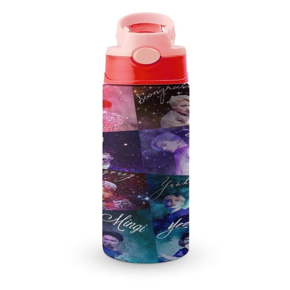 SKZ Stray Korea Ki Water Bottle with Straw Lid Vacuum Insulated Stainless Steel Double Walled Leakproof Tumbler Cup 12oz