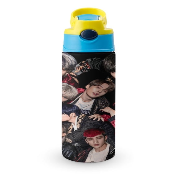 SKZ Stray Korea Ki Water Bottle with Straw Lid Vacuum Insulated Stainless Steel Double Walled Leakproof Tumbler Cup 12oz