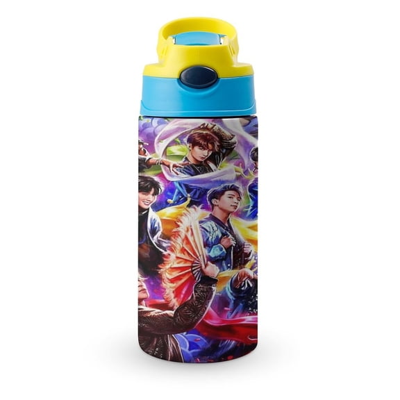 SKZ Stray Korea Ki Water Bottle with Straw Lid Vacuum Insulated Stainless Steel Double Walled Leakproof Tumbler Cup 12oz