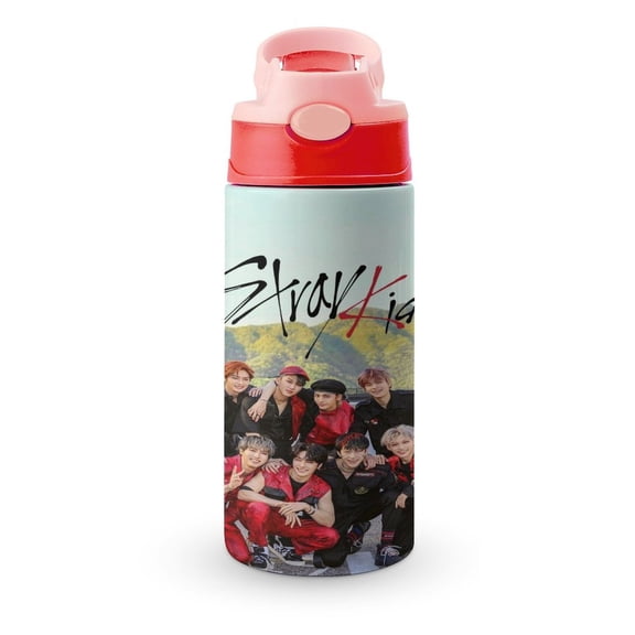 SKZ Stray Korea Ki Water Bottle with Straw Lid Vacuum Insulated Stainless Steel Double Walled Leakproof Tumbler Cup 12oz