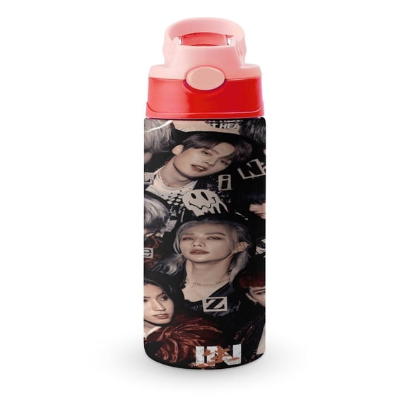 SKZ Stray Korea Ki Water Bottle with Straw Lid Vacuum Insulated Stainless Steel Double Walled Leakproof Tumbler Cup 12oz