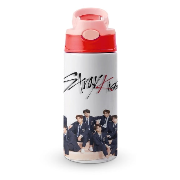 SKZ Stray Korea Ki Water Bottle with Straw Lid Vacuum Insulated Stainless Steel Double Walled Leakproof Tumbler Cup 12oz