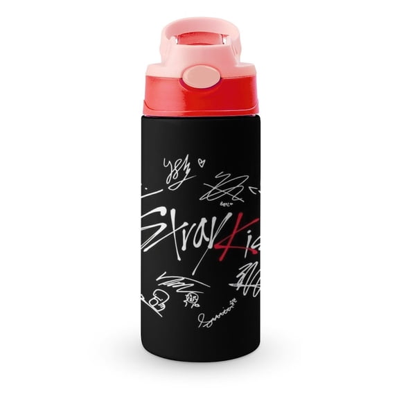 SKZ Stray Korea Ki Water Bottle with Straw Lid Vacuum Insulated Stainless Steel Double Walled Leakproof Tumbler Cup 12oz