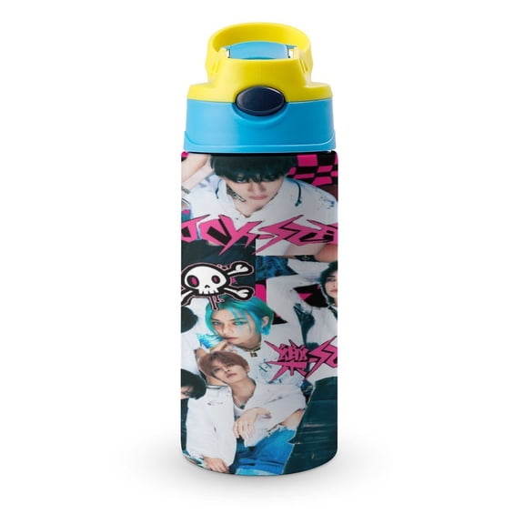 SKZ Stray Korea Ki Water Bottle with Straw Lid Vacuum Insulated Stainless Steel Double Walled Leakproof Tumbler Cup 12oz