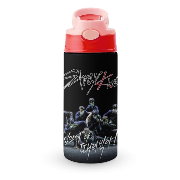 SKZ Stray Korea Ki Water Bottle with Straw Lid Vacuum Insulated Stainless Steel Double Walled Leakproof Tumbler Cup 12oz