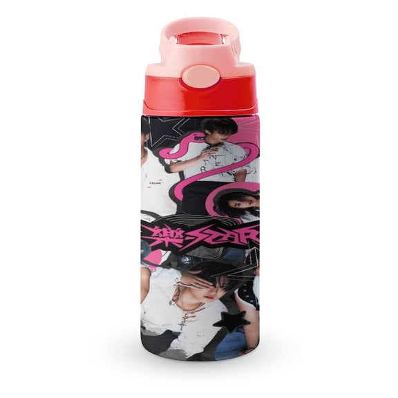 SKZ Stray Korea Ki Water Bottle with Straw Lid Vacuum Insulated Stainless Steel Double Walled Leakproof Tumbler Cup 12oz