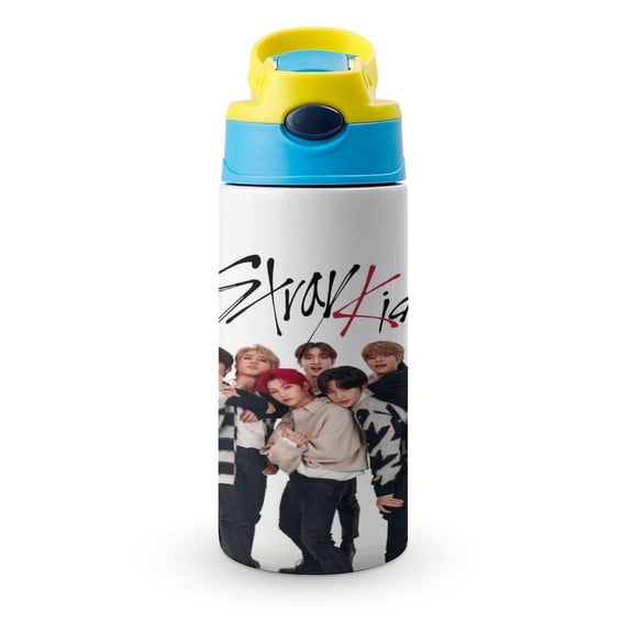 SKZ Stray Korea Ki Water Bottle with Straw Lid Vacuum Insulated Stainless Steel Double Walled Leakproof Tumbler Cup 12oz