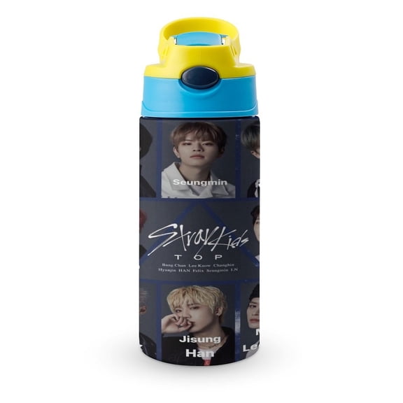 SKZ Stray Korea Ki Water Bottle with Straw Lid Vacuum Insulated Stainless Steel Double Walled Leakproof Tumbler Cup 12oz
