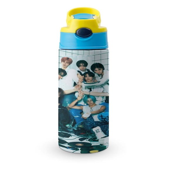 SKZ Stray Korea Ki Water Bottle with Straw Lid Vacuum Insulated Stainless Steel Double Walled Leakproof Tumbler Cup 12oz