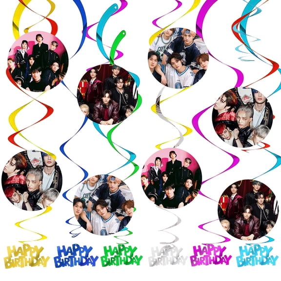SKZ Straykids Party Decorations Hanging Swirl Sign Whirls Birthday Streamer Ceiling Decor Supplies 14 pcs