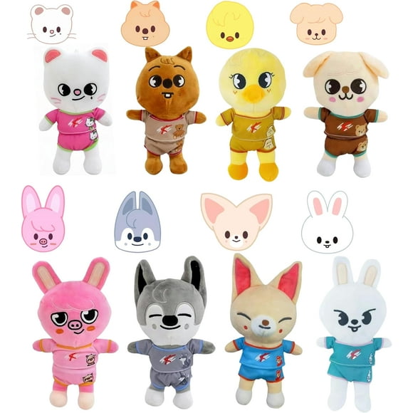 SKZOO 7.8in 8set Plush Stray Kids | The Initial Shorts Image | Where Stray Kids Stay | Soft and Hugging Doll Toy for Fans, Kids, and Adults (SKZOO)