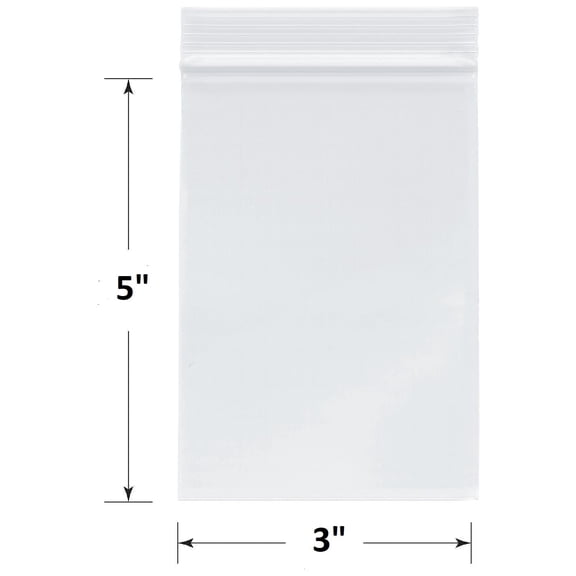 SKmax Resealable Zip Top Clear 3"x5" Poly Bag, 1000 Count