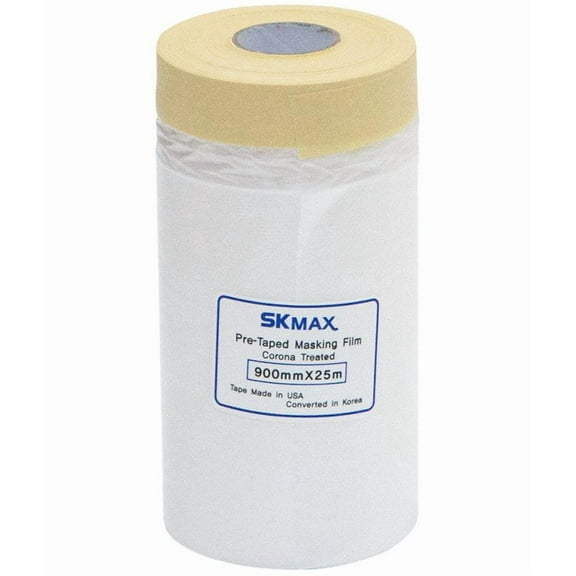 SKmax Pre-Taped Masking, 3/4" Masking Tape with 3 FT Drop Down Film by 22 Yds