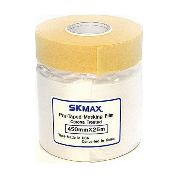 SKmax Pre-taped Masking, 3/4" Masking Tape with 1.5 Ft Drop Down Film By 27YDS