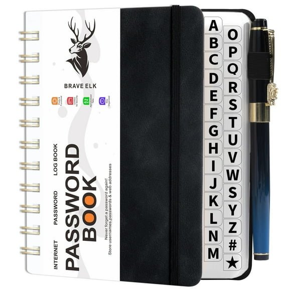 SKyggJG34 Laminated Alphabetical Tabs Password Book&nbsp;Small Password Journal Password Book Internet Address & Hardcover Medium Size 6.1x4.8