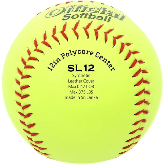 SL-12 Softballs 6 Pack -12 Inch Official Size and Weight Softball Game, Training Ball for Games, Batting, Fielding, Pitching Softball, Practice Softballs.