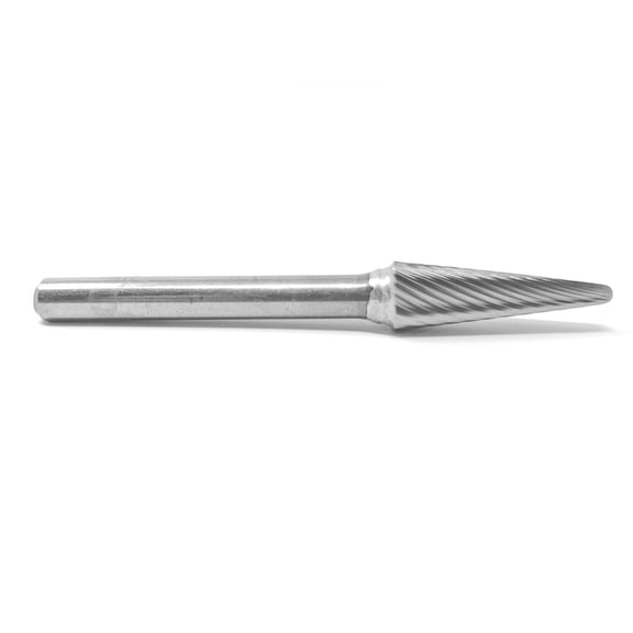 SL-3 Single Cut 14 Degree Taper Radius End 3/8" x 1 1/16" Carbide Burr Bur Tool Die Grinder Bit 1/4" Shank
