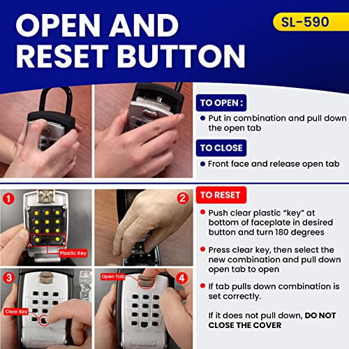 SL-590 Punch Button Lock Box - Secure Wall Mount Key Storage for Homes, Offices, and Rentals