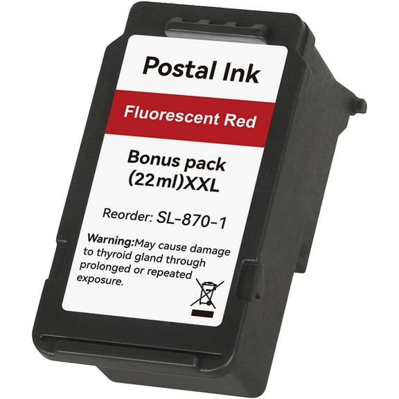 SL-870-1 XXL high Capacity Postal Red Ink Cartridge High-Capacity Replacement for Pitney Bowes SL-870-1 CSD1 for New SendPro Mailstation,22 ml XXL (Fluorescent Red, 1 Pack)