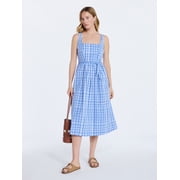 Women’s and Women's Plus Sleeveless Belted Cotton Midi Dress, Sizes XS-4X