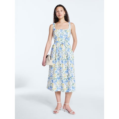 Women’s and Women's Plus Sleeveless Belted Cotton Midi Dress, Sizes XS-4X