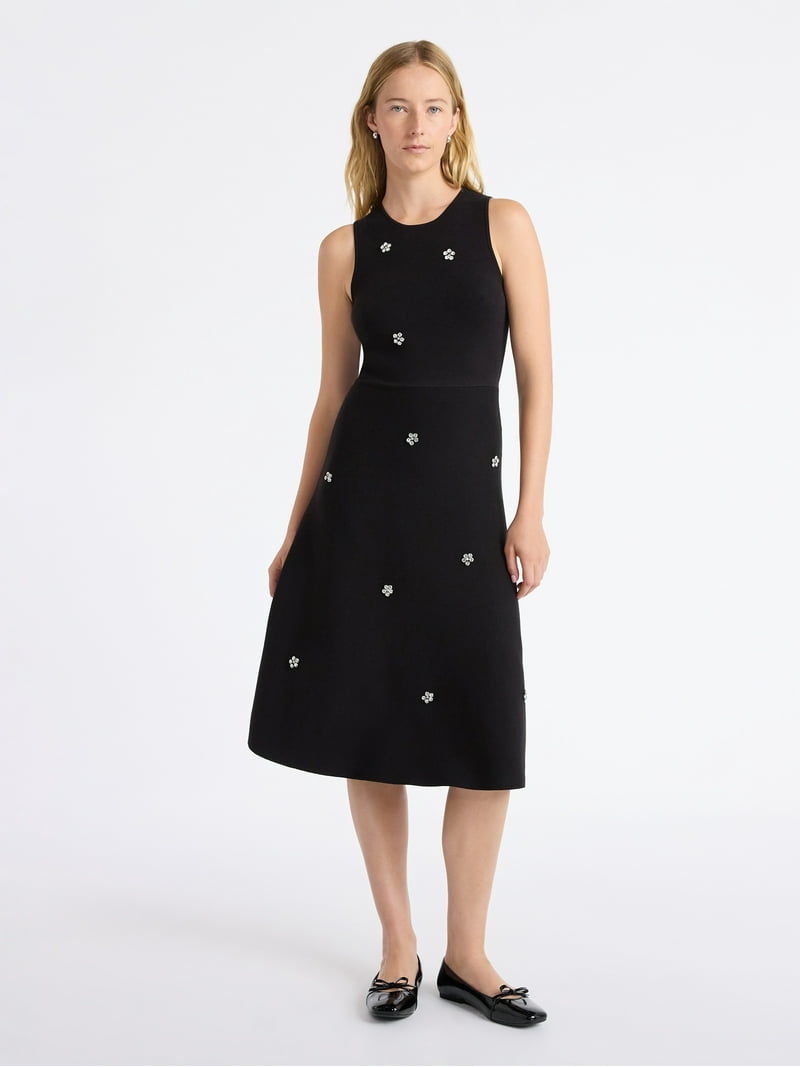 Free Assembly Women's and Women's Plus Beaded Sleeveless Midi