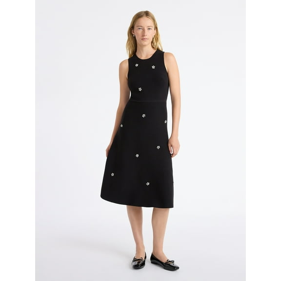 Free Assembly Women's and Women's Plus Beaded Sleeveless Midi Sweater Dress, Sizes, XS-4X