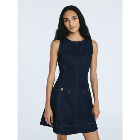 Women's Sleeveless Crew Neck Mini Dress, Sizes 0-16