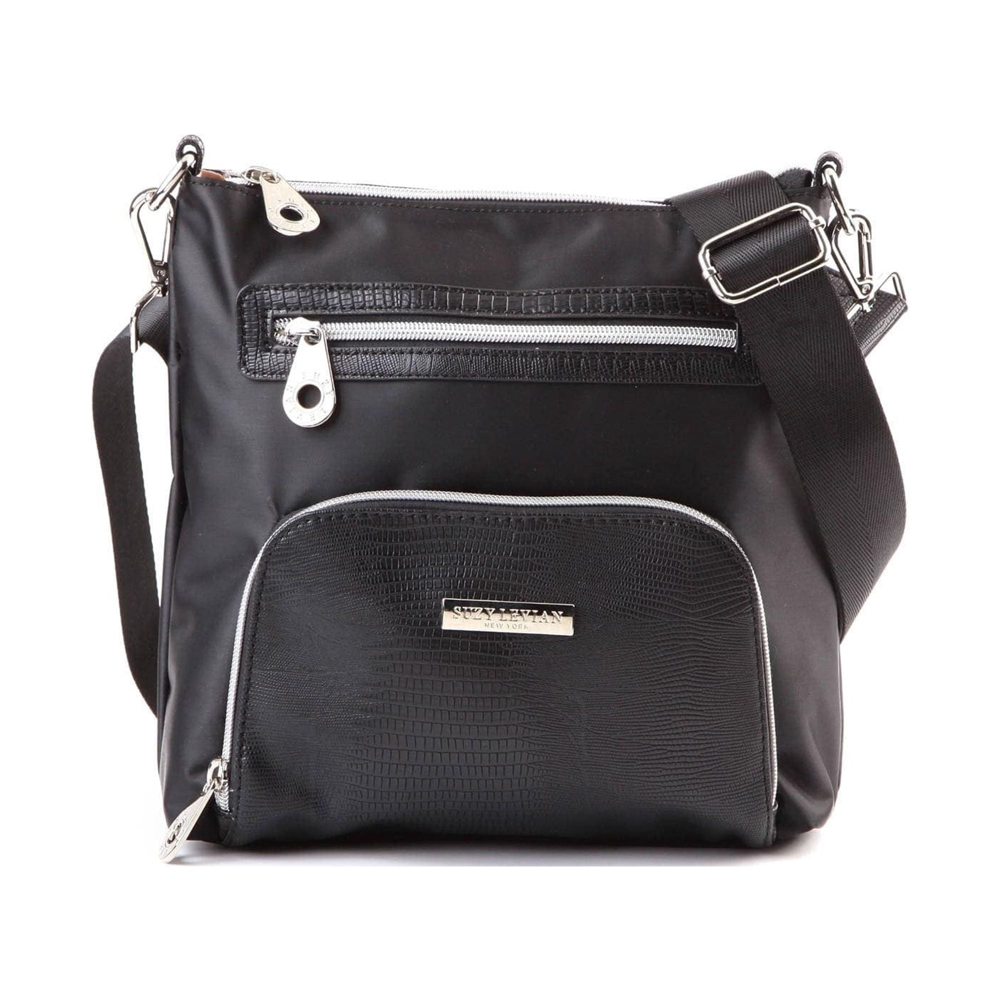 S black nylon crossbody bag with flap