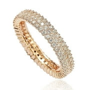 SL Collection Rosed Sterling Silver Micro-Pave White Cubic Zirconia Stackable Ring - Pink