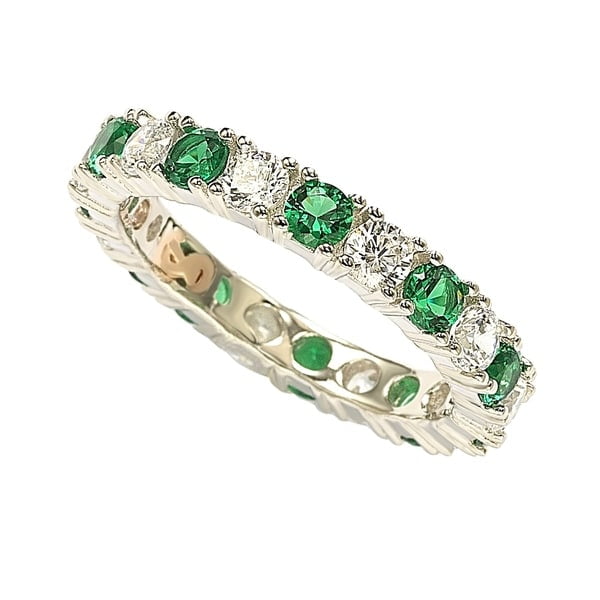 SL Collection Sterling Silver Cubic Zirconia Green Emerald