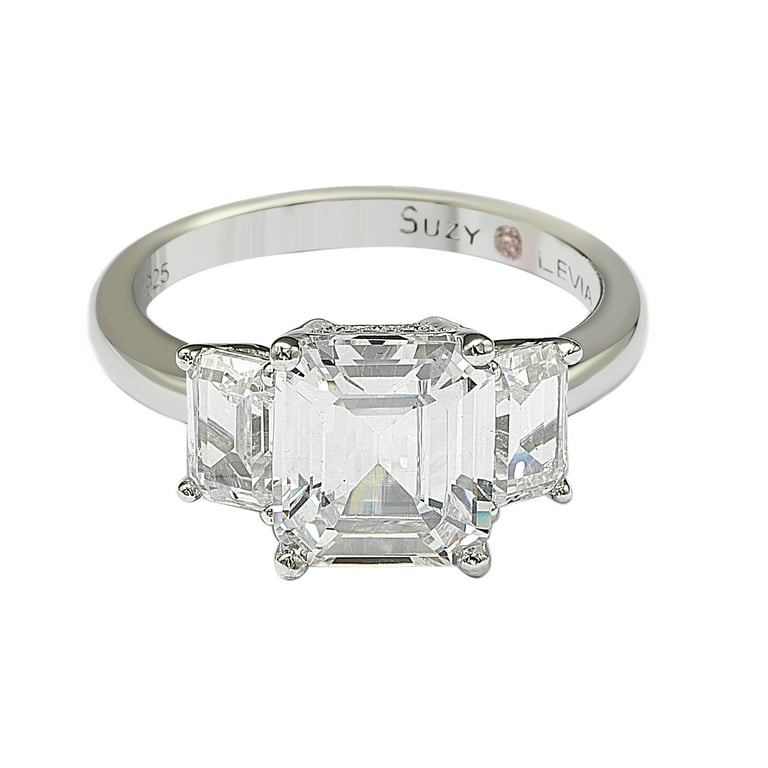 Sterling Silver Imitation Emerald and CZ 3 Ring Set Sterling Silver Imitation Emerald and CZ 3 Ring Set
