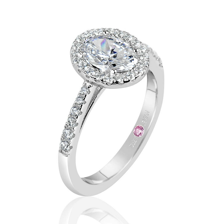 SL Collection Sterling Silver Oval Cut White Cubic Zirconia Ring