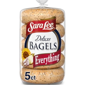 Sara Lee Deluxe Everything Bagels, 5 count, Kosher Savory Bagels, 15 oz Bag