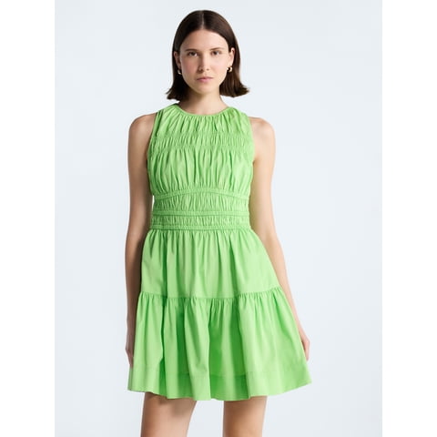 Free Assembly Women's and Women's Plus Smocked Cotton Drop Waist Mini Dress, Sizes XS-4X