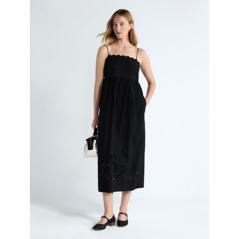 Women’s Embroidered Cotton Midi Dress, Sizes XS-XXL