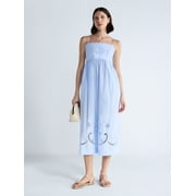 Women’s Embroidered Cotton Midi Dress, Sizes XS-XXL