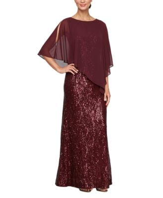green emerald velvet dress SL Fashions Metallic-Trim Capelet Sheath Dress - Faded Rose main image 0
