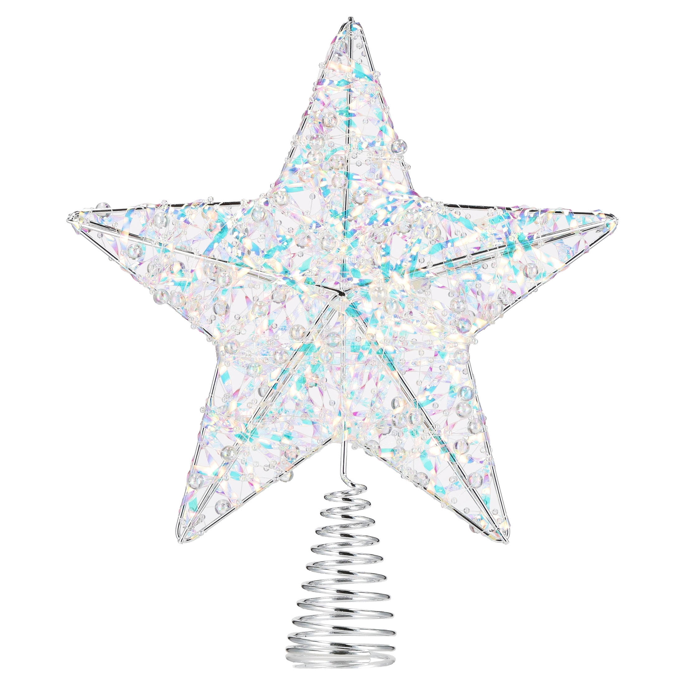 Beaded Star Christmas Tree Topper, Iridescent, 11.4", by Holiday Time