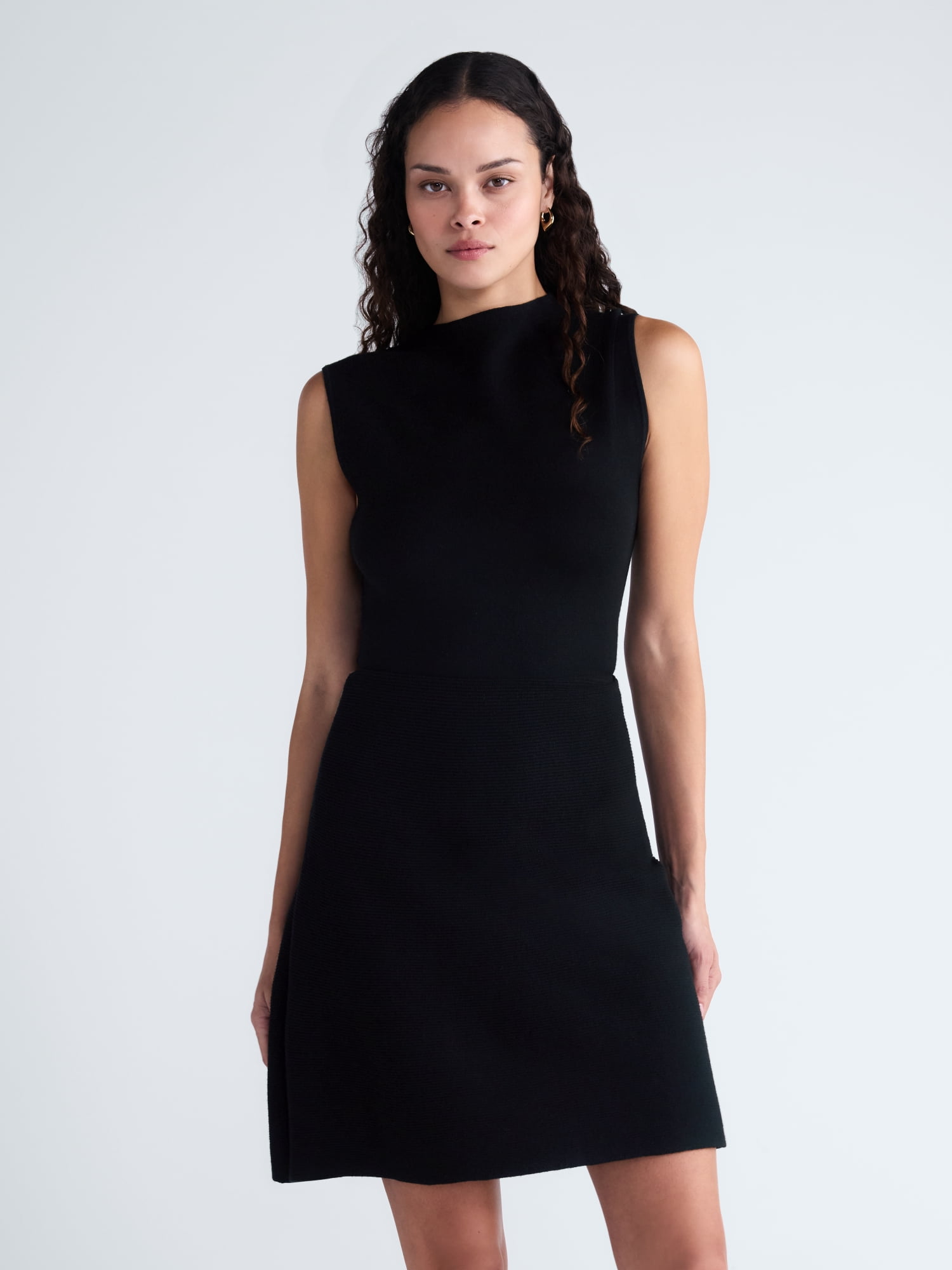Scoop Women’s and Women's Sleeveless Mock Neck Mini Dress, Sizes XS-4X