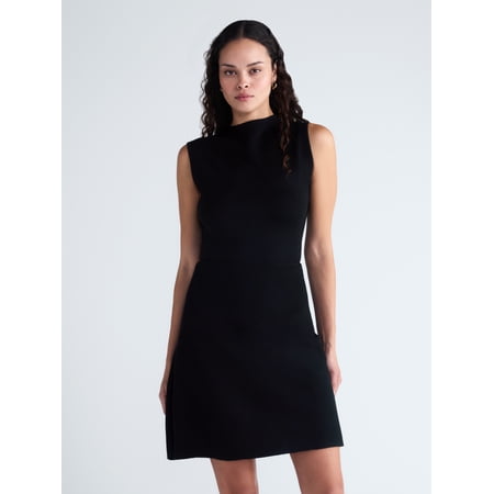 Scoop Women’s and Women's Sleeveless Mock Neck Mini Dress, Sizes XS-4X